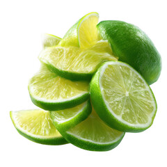 Fresh Lime Slices Cluster isolated on a transparent background