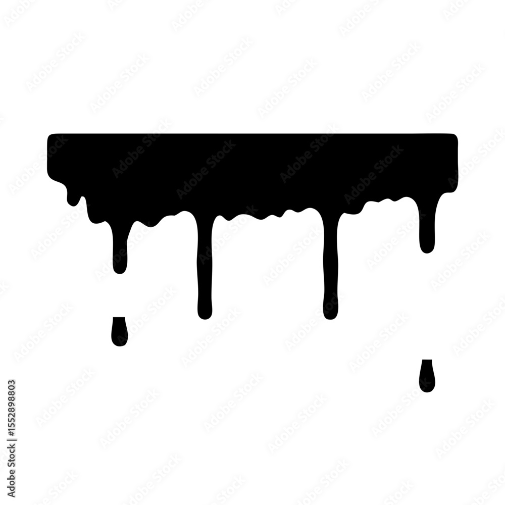 Poster a solid black rectangle with dripping paint or liquid effect isolated on a white background vector d