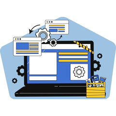 Web Maintenance Website Optimization Concept with Tools and Gears