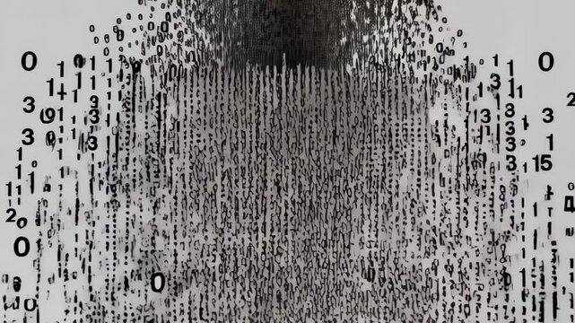 Abstract background with a stream of binary code numbers flowing downwards