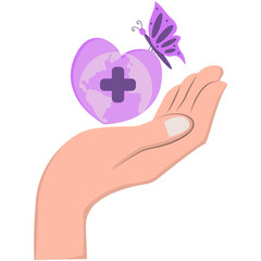 World Lupus Day. Realistic Ribbon with Butterfly Rash. Health awareness vector illustration. Banner poster, flyer and background design template. Vector illustration. Eps 10.