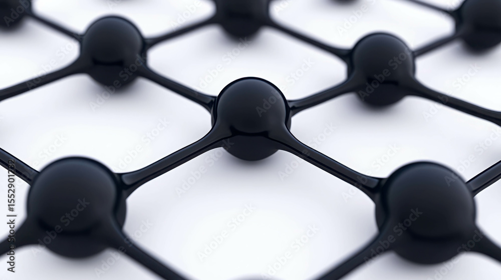 Aufkleber abstract representation of a black molecular structure on a clean surface showcasing interconnected 