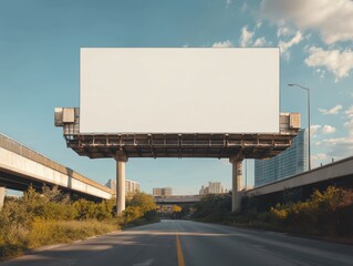 Obraz premium Blank billboard on city roadway