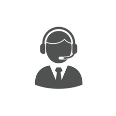 Customer Support Icon with Headset