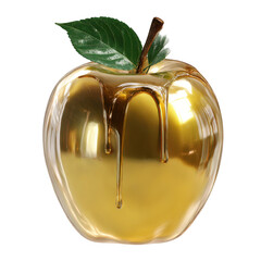 Golden Apple Dripping Honey isolated on a transparent background 1