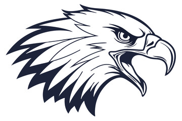 Monochrome eagle head with bold lines intensely staring forward creates striking appeal