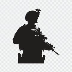 silhouette of soldier in black and white. vector silhouette