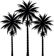 Fototapeta premium Group of palm trees black silhouette vector illustration