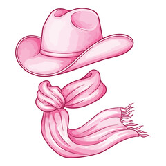 Pink Cowgirl Hat and Scarf Set - Western Fashion Accessories