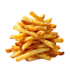 Golden French Fries Stack isolated on a transparent background