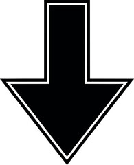 Simple black down arrow with white outline silhouette vector illustration