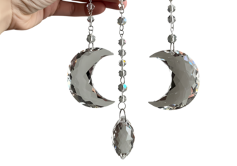 Crescent Moon Earrings with Turquoise Accent isolated on transparent background