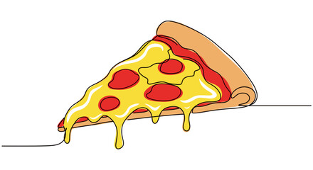 Glossy Doodle Pizza Vector Illustration – One Line Food for Menus, Blogs & Delivery Apps