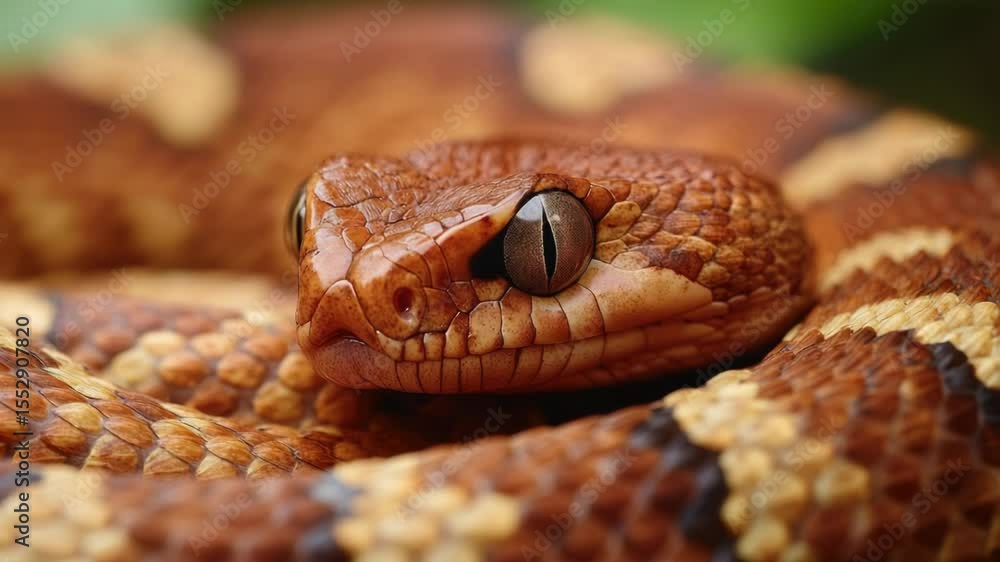 Poster a close-up shot of a snake's head, perfect for illustrating reptile-related content or adding textur