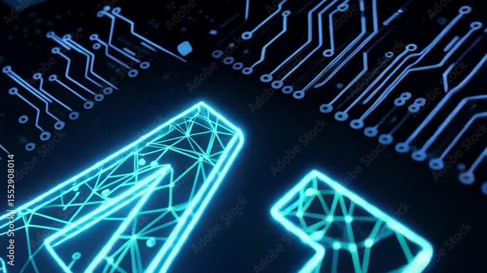 Aufkleber ai lettering is digitally displayed on a circuit board background