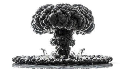 Black and white illustration of atomic bomb explosion