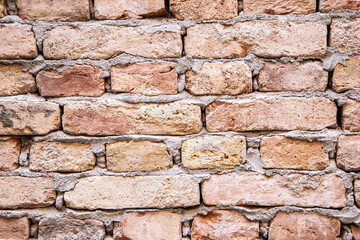 Close-Up of Textured Brick Wall with Natural Colors and Patterns