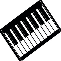 Fototapeta premium Keyboard musical instrument black and white silhouette vector illustration