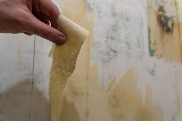 Bathroom renovation. Removing old wallpaper