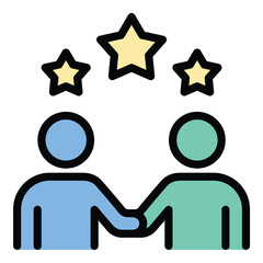 Mentoring experience icon flat line style illustration representing knowledge sharing and skill development, suitable for coaching, training, and professional growth projects