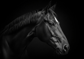 Black and white horse portrait for timeless artistic and decor visuals