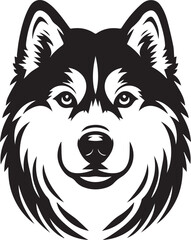 Naklejka premium Siberian Husky Dog Vector Illustration in Black and White 