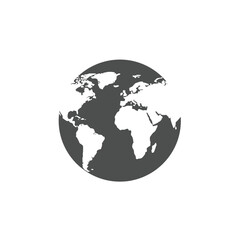 Simple Gray World Map Globe Icon