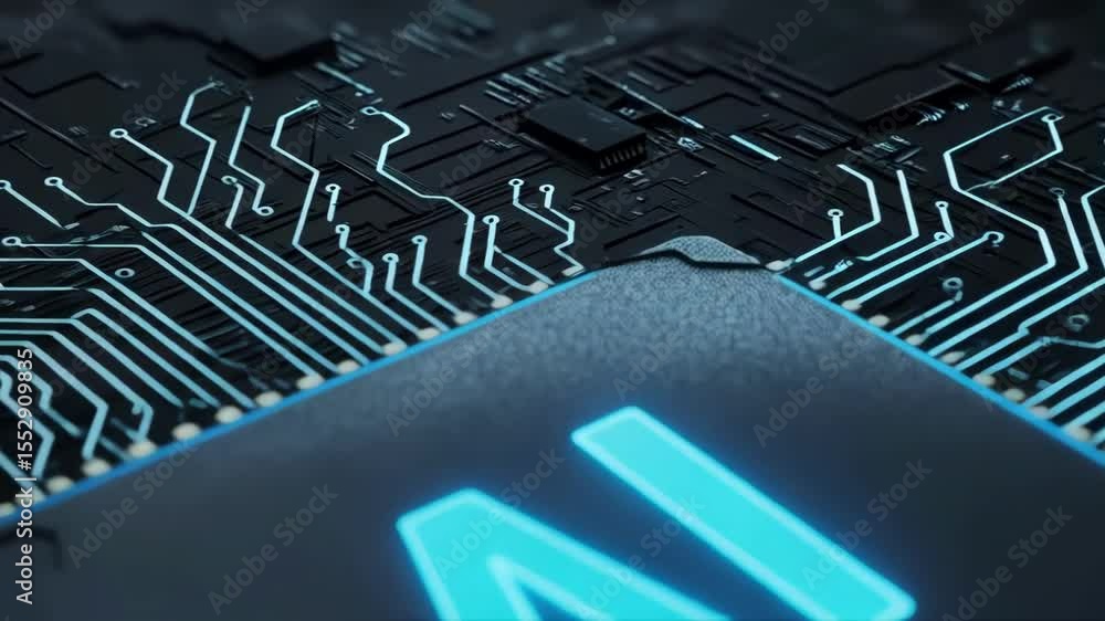 Aufkleber a glowing ai symbol is displayed on a computer chip