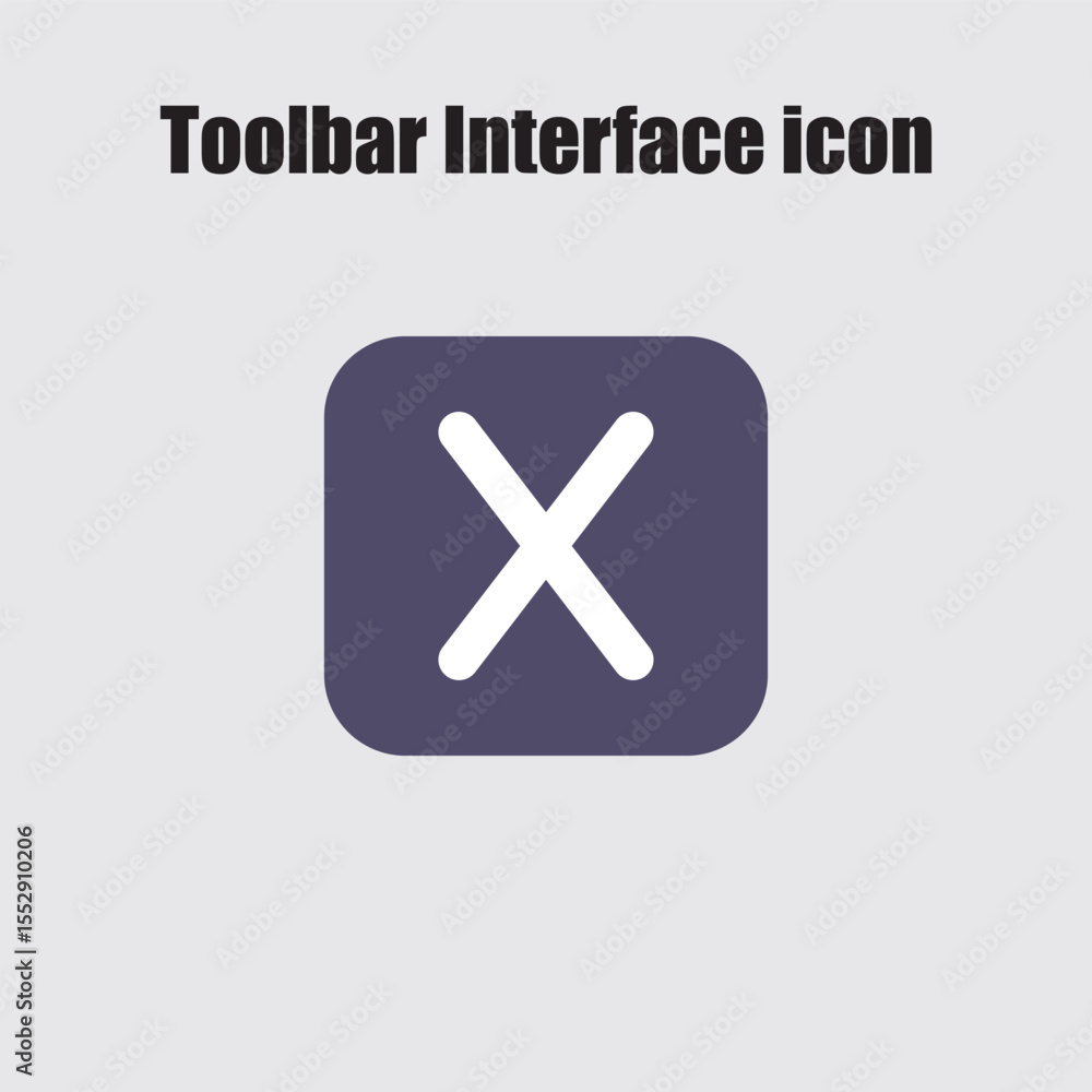 Poster white cross icon on a rounded purple square, representing cancel, close, delete, or exit button in a