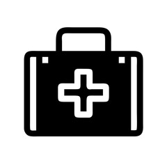 Obraz premium Illustration of a black medical kit bag with a white cross in the center and a handle on top