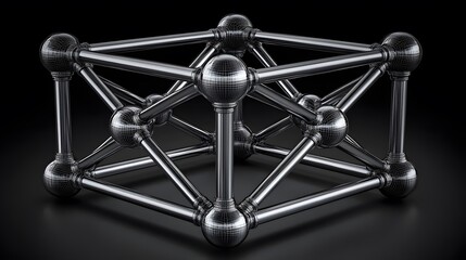 Abstract 3D Chrome Metal Molecular Structure