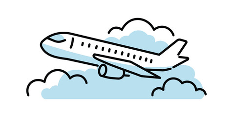 Plane line icon with cloud, Plane icon set. Flight transport symbol. Airplane icon , Travel symbol, vector illustration . 