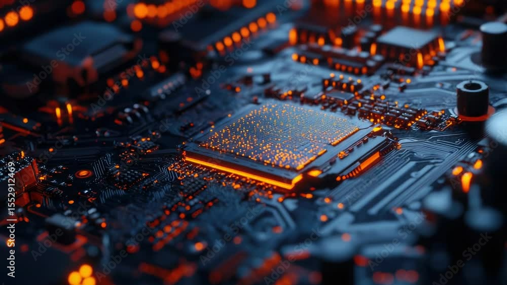 Aufkleber A detailed view of a computer motherboard components and circuits
