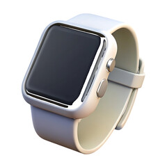 White Smartwatch with Black Screen isolated on a transparent background