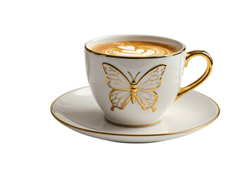 Fototapeta premium Elegant Butterfly Teacup and Saucer isolated on transparent background