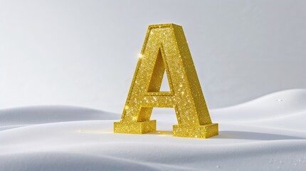 Large gold letter A is on a snowy hill