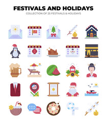 Naklejka premium Collection of 25 Festive Holidays and Events