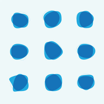 Abstract geometric shapes. Minimalist badge elements, star sticker, zigzag label, trendy wavy and blob shape frames set