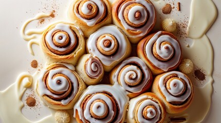 Plate of cinnamon rolls with a white glaze