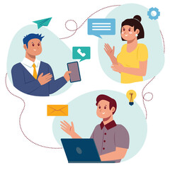 Illustration of team work communication for business development concept