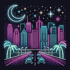 vector illustration of a night city skyline