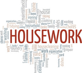 Housework word cloud conceptual design isolated on white background.