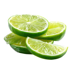 Lime Slices Green Citrus Fruit isolated on a transparent background