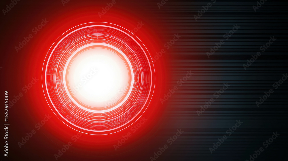 Aufkleber abstract red light circle with glowing center on dark background, digital art design concept with fu