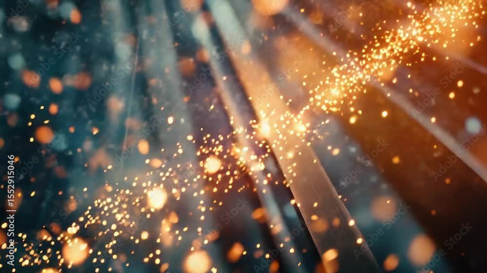 Poster a close-up shot of a metal pipe with sparks flying out, suitable for use in industrial or mechanical