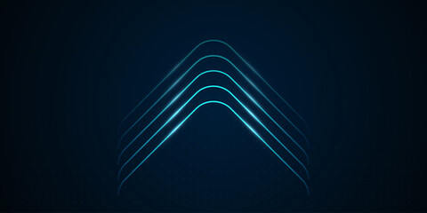 A series of glowing, curved blue lines form an upward arrow shape, representing elevation and forward momentum. vector illustration