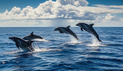 Fototapeta premium Dolphins jumping out of water