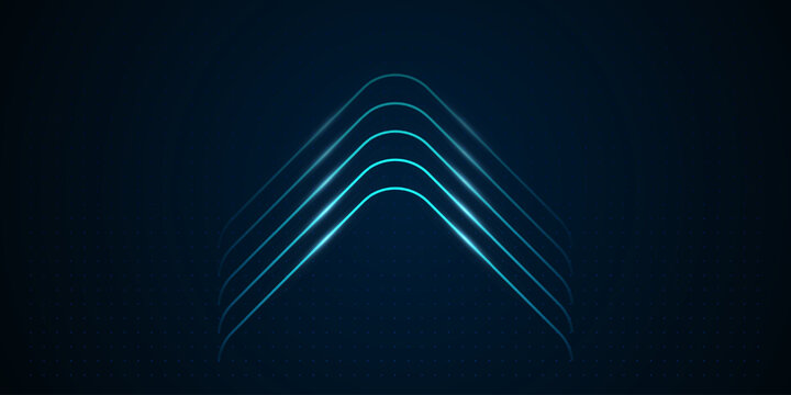 A series of glowing, curved blue lines form an upward arrow shape, representing elevation and forward momentum. vector illustration