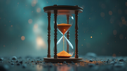 Elegant hourglass with golden sand symbolizing the passage of time and the fleeting nature of existence evoking feelings of nostalgia and introspection