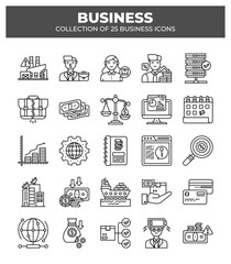 Collection of 25 Business Icons: Free Vector Line Icons Pack